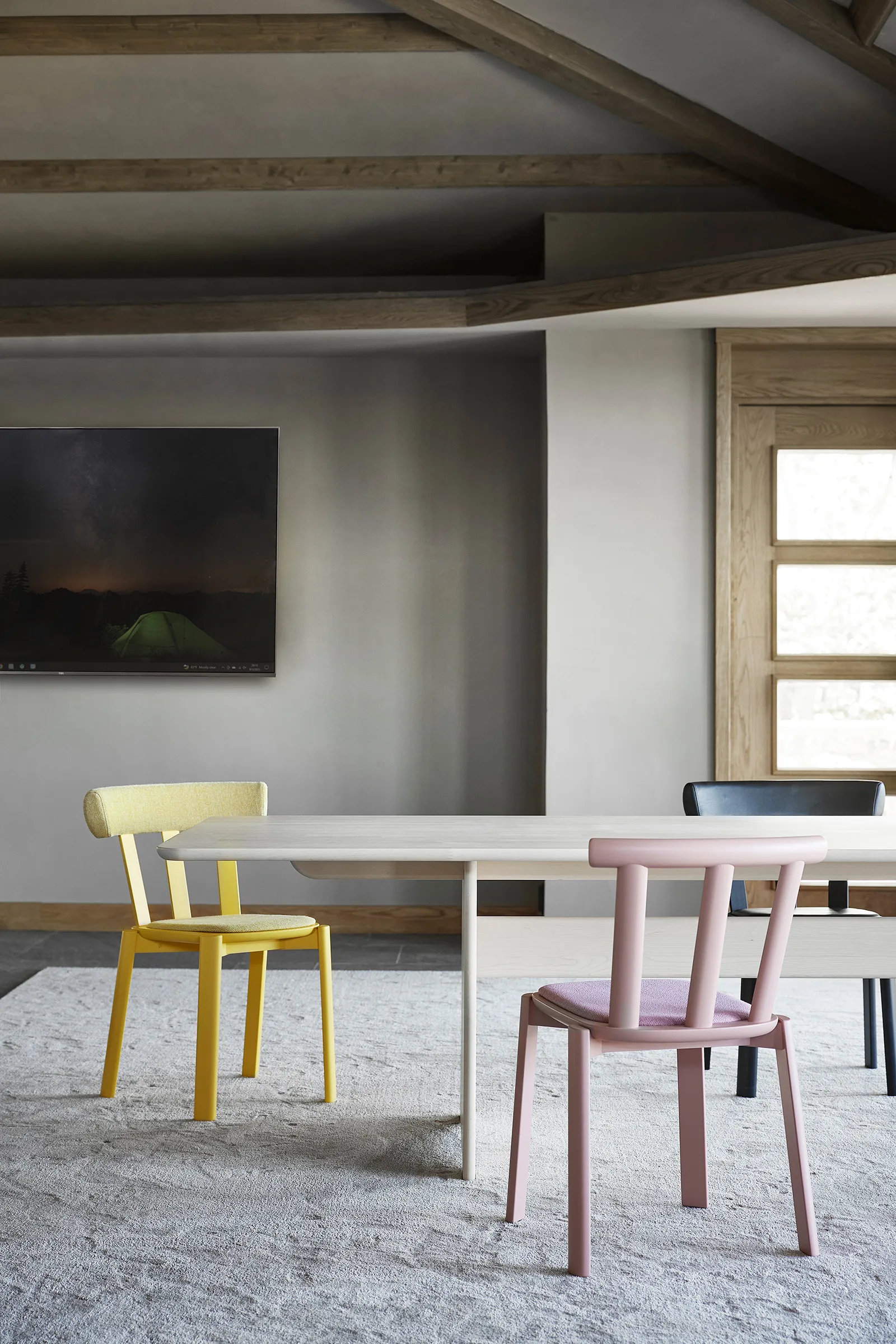 Alt bord320x110 cm birk, Lys matlak Stolab