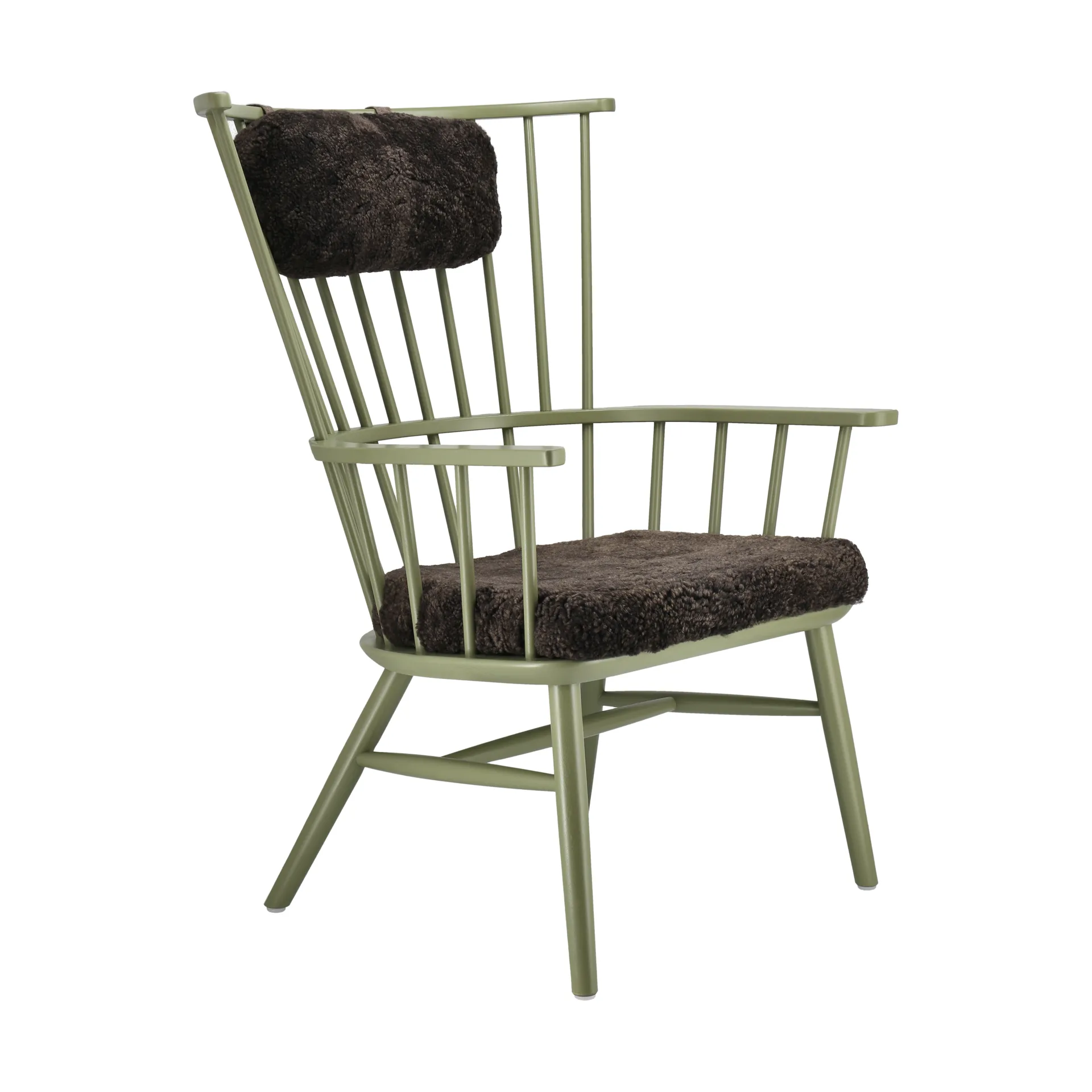 Henriette lænestol hynde&nakkepude Olivengrøn-Espresso Stolab
