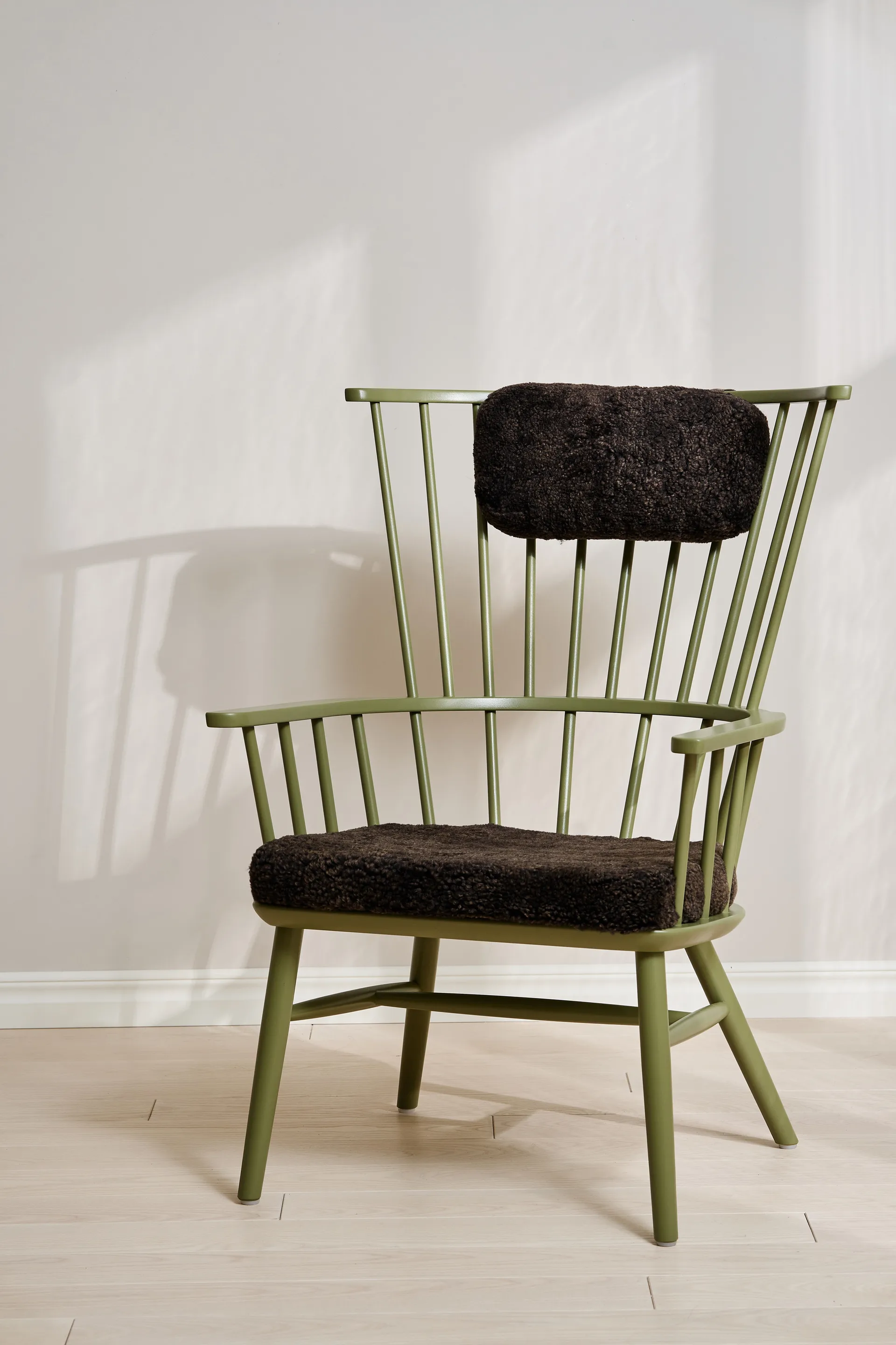 Henriette lænestol hynde&nakkepude Olivengrøn-Espresso Stolab