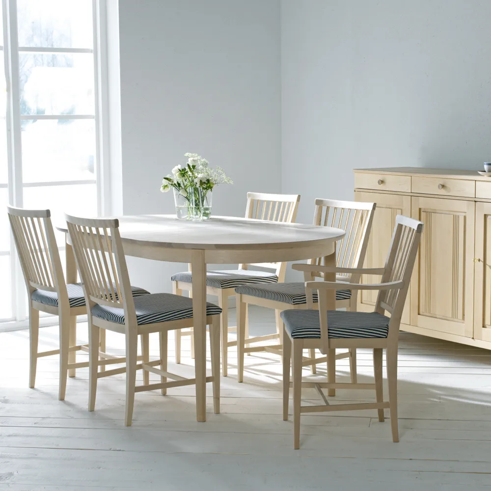 Hverdags spisebord 160x100 cm, birk lys matlak, 2 tillægsplader Stolab