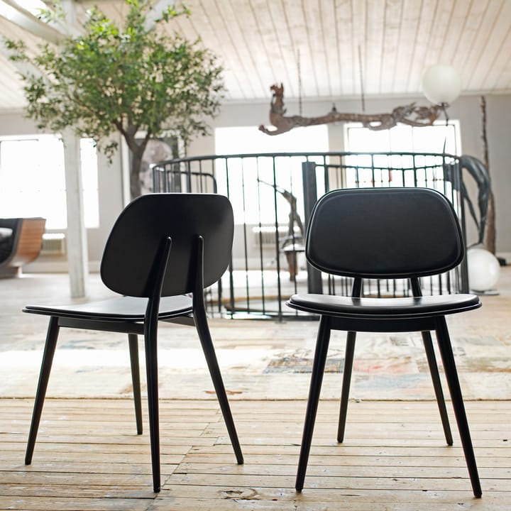 My Chair stol, læder sort, sortlakeret birkestel Stolab