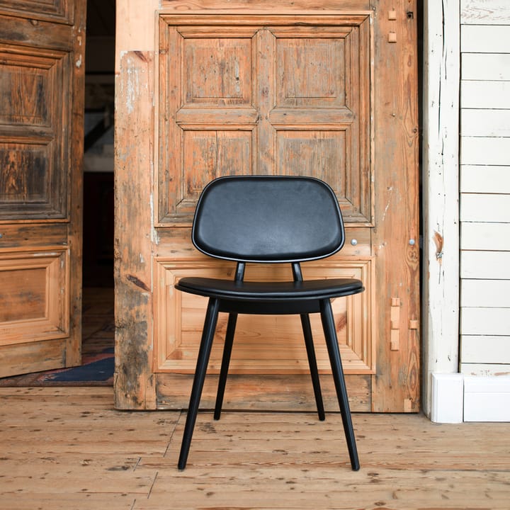 My Chair stol, læder sort, sortlakeret birkestel Stolab