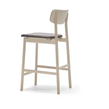 Prima Vista barstol - læder Elmosoft mørkebrunt, lyst matlakeret birkestel, 65 cm - Stolab