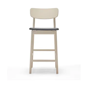 Prima Vista barstol - læder Elmosoft sort-lyst matlakeret birkestel, 65 cm - Stolab