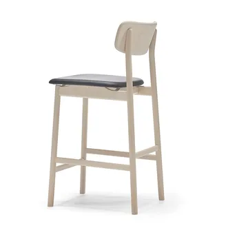 Prima Vista barstol - læder Elmosoft sort-lyst matlakeret birkestel, 65 cm - Stolab
