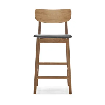 Prima Vista barstol - læder Elmosoft sort, naturligt olieret egestel, 65 cm - Stolab