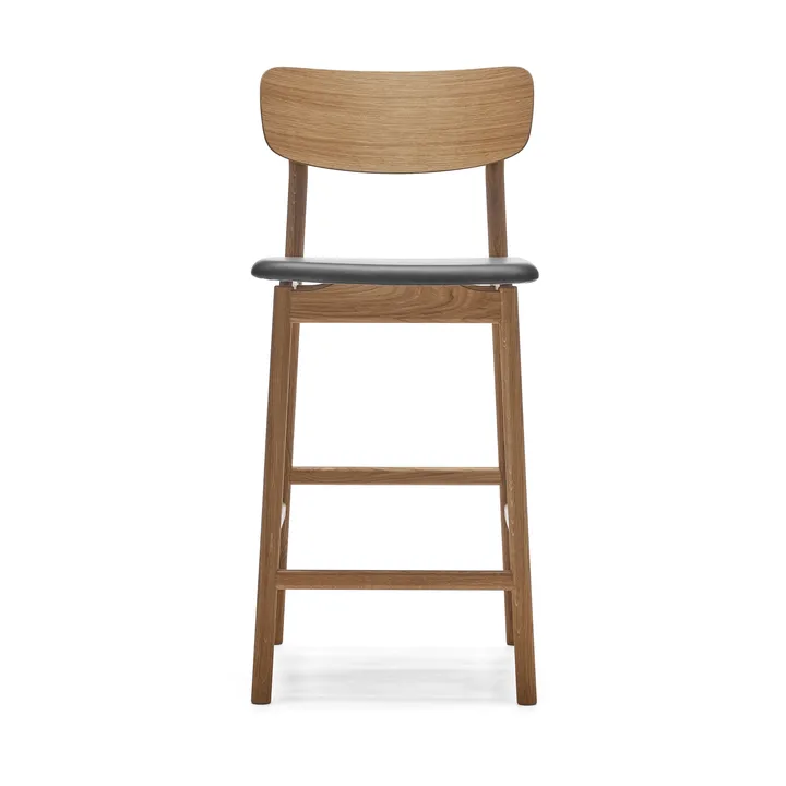 Prima Vista barstol - læder Elmosoft sort, naturligt olieret egestel, 65 cm - Stolab