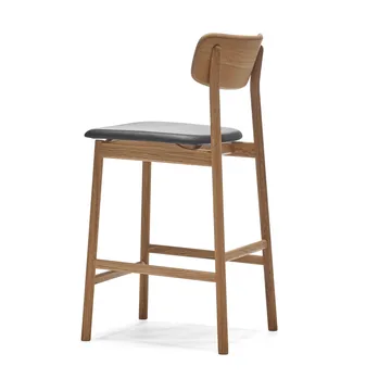 Prima Vista barstol - læder Elmosoft sort, naturligt olieret egestel, 65 cm - Stolab