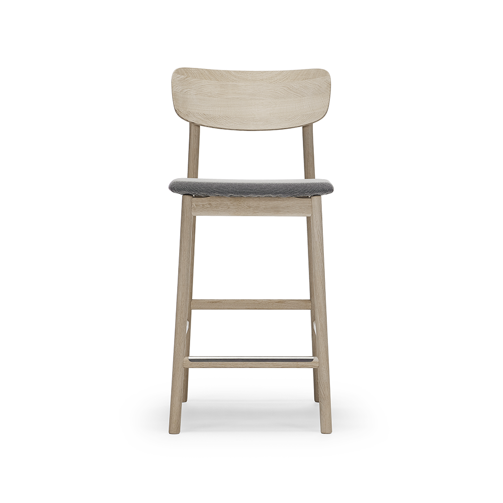 Stolab Prima Vista barstol stof blues 9202 brun/beige, hvidolieret egestel