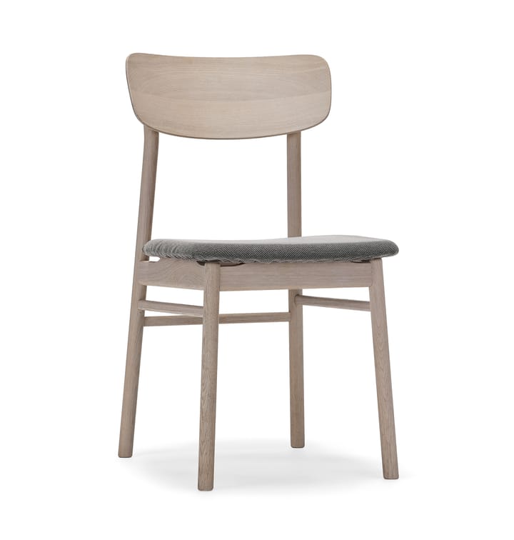 Prima Vista stol hvidolieret eg, Stof blues 9202 brun/beige Stolab