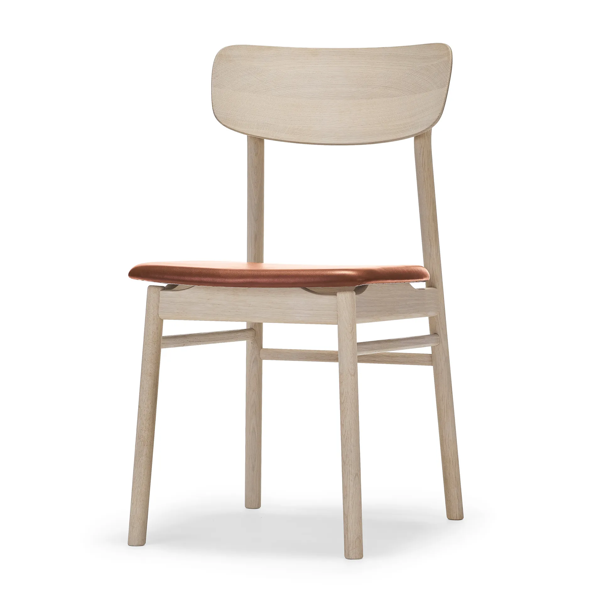 Prima Vista stol, Læder elmotique 43807 cognac-birk lys matlak Stolab