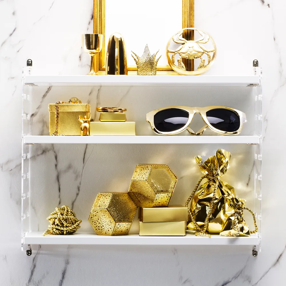 String Plex væg gavle, transparent, 50x30 cm, 2-pak String