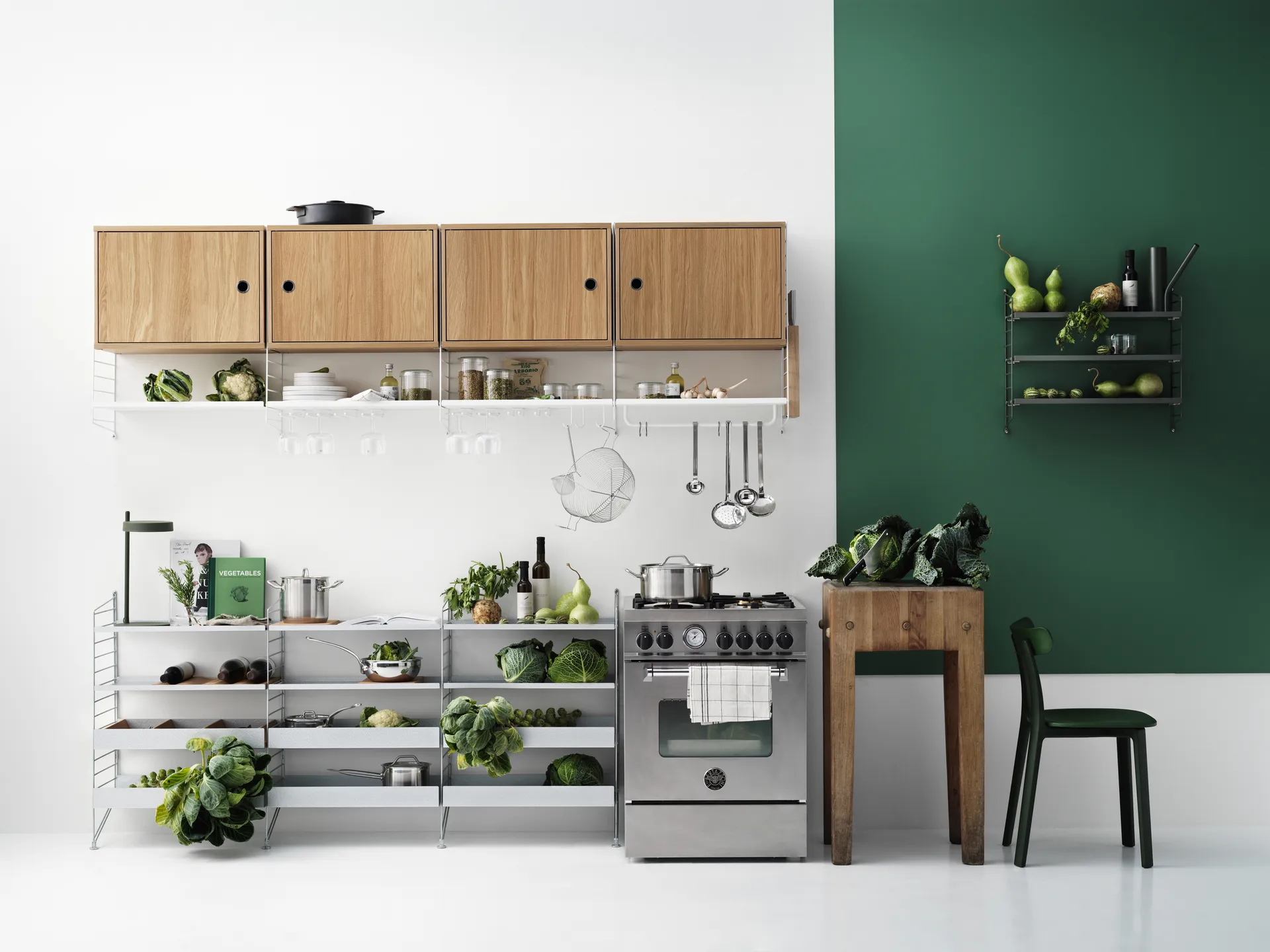 String væg gavle, hvid, 75x30 cm, 2-pak String