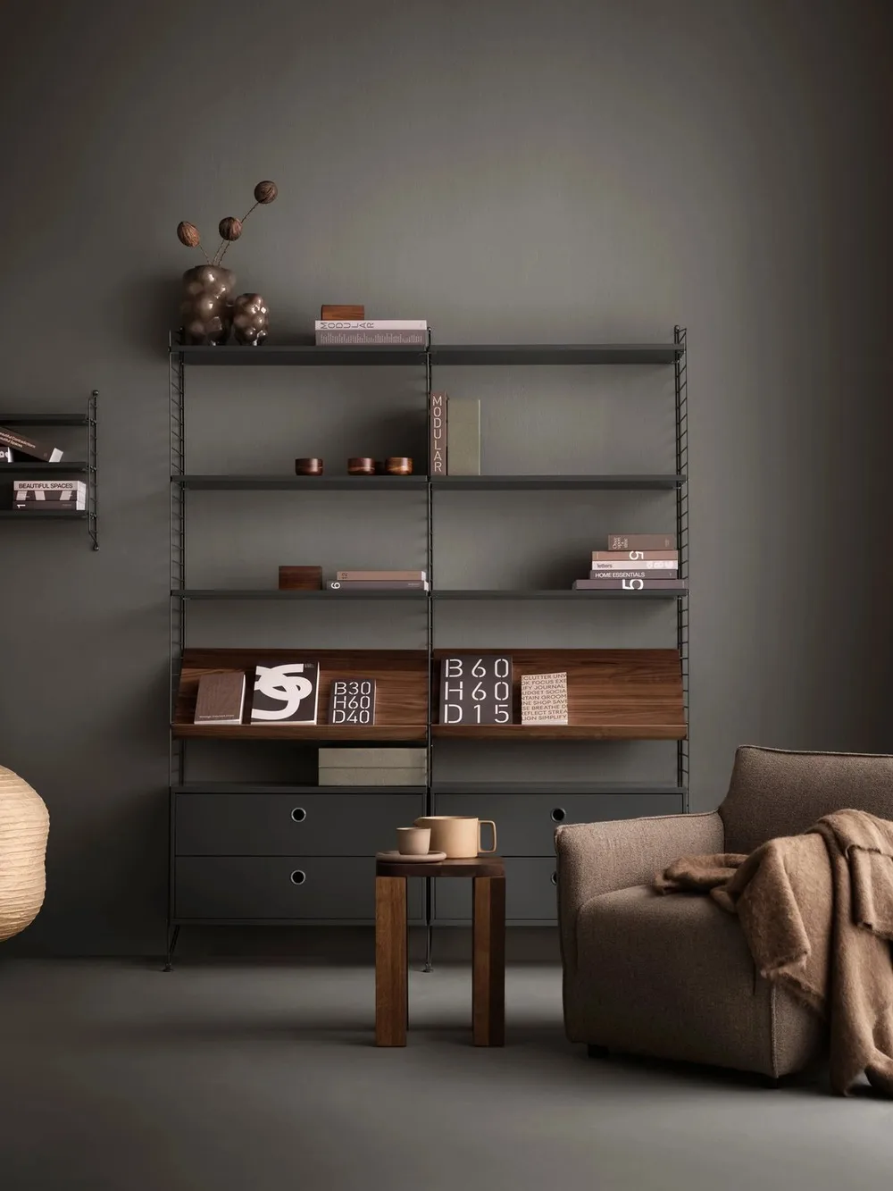 String væg gavle, Mørkegrå, 50x30 cm, 1-pak String