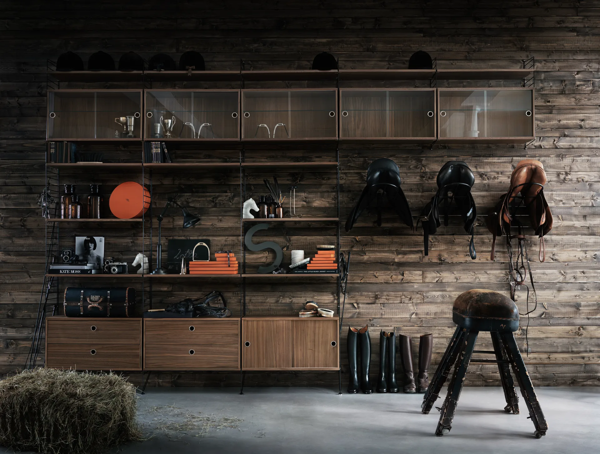 String væg gavle, sort, 75x30 cm, 1-pak String