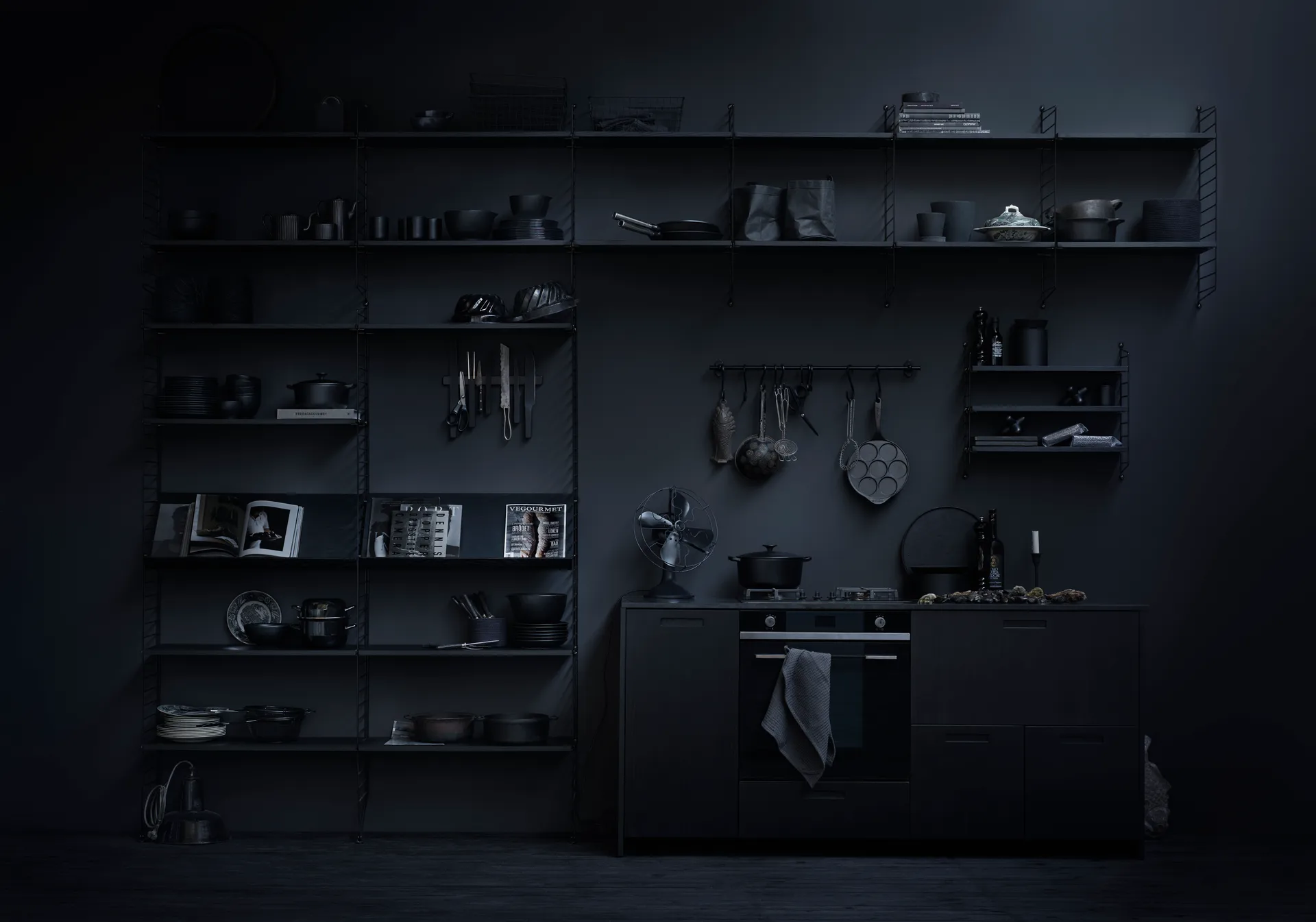 String væg gavle, sort, 75x30 cm, 1-pak String