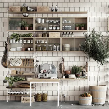 String vitrineskab - Ask sortbejdset, 78x30 cm - String