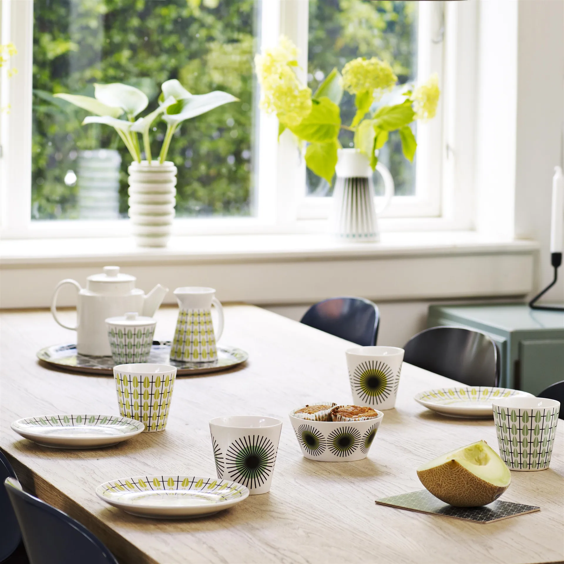 Olivia flødekande, hvid-lime Superliving