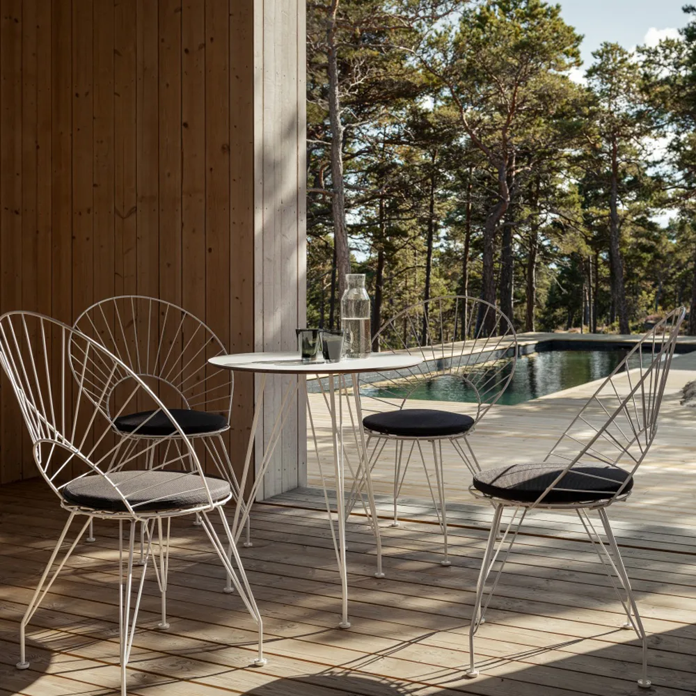 Desirée cafébord, Hvid, Ø64cm, hvidlakeret understel Swedese