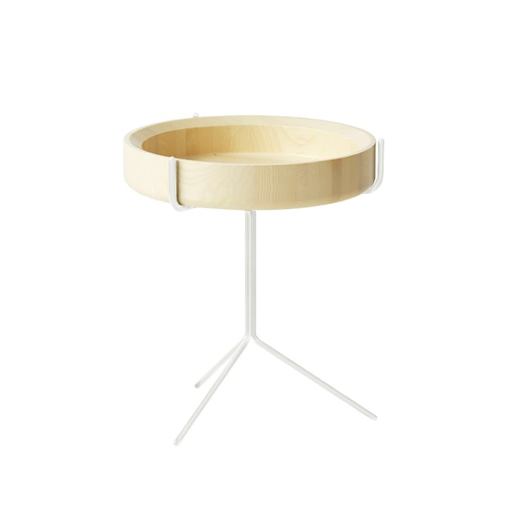 Drum bord - naturlak, H46 cm, hvidt stel - Swedese