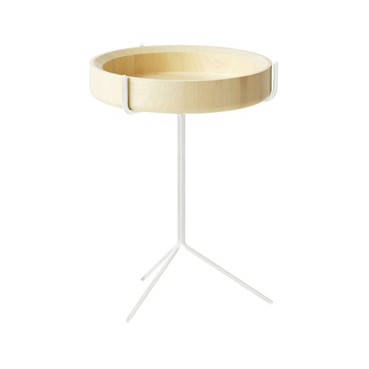 Drum bord - naturlak, H56 cm, hvidt stel - Swedese