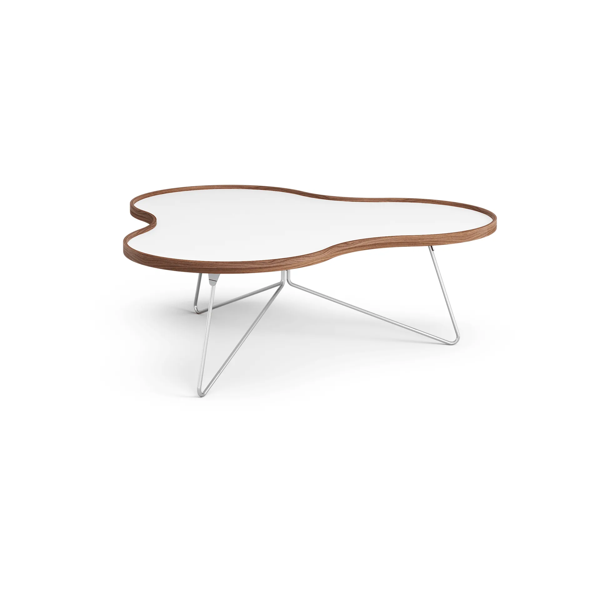 Flower bord 107x114 cm, hvid, 39 cm, valnøddetrækant, kromstel Swedese