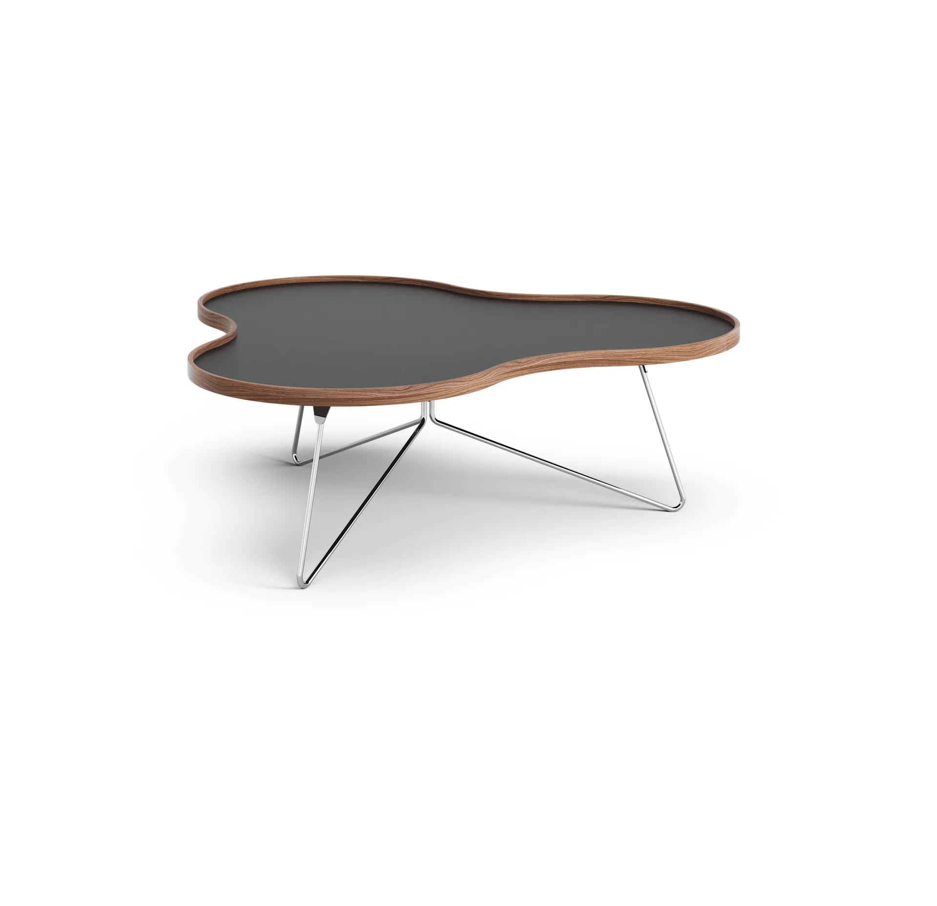 Flower bord 107x114 cm, sort, 39 cm, valnøddetrækant, kromstel Swedese