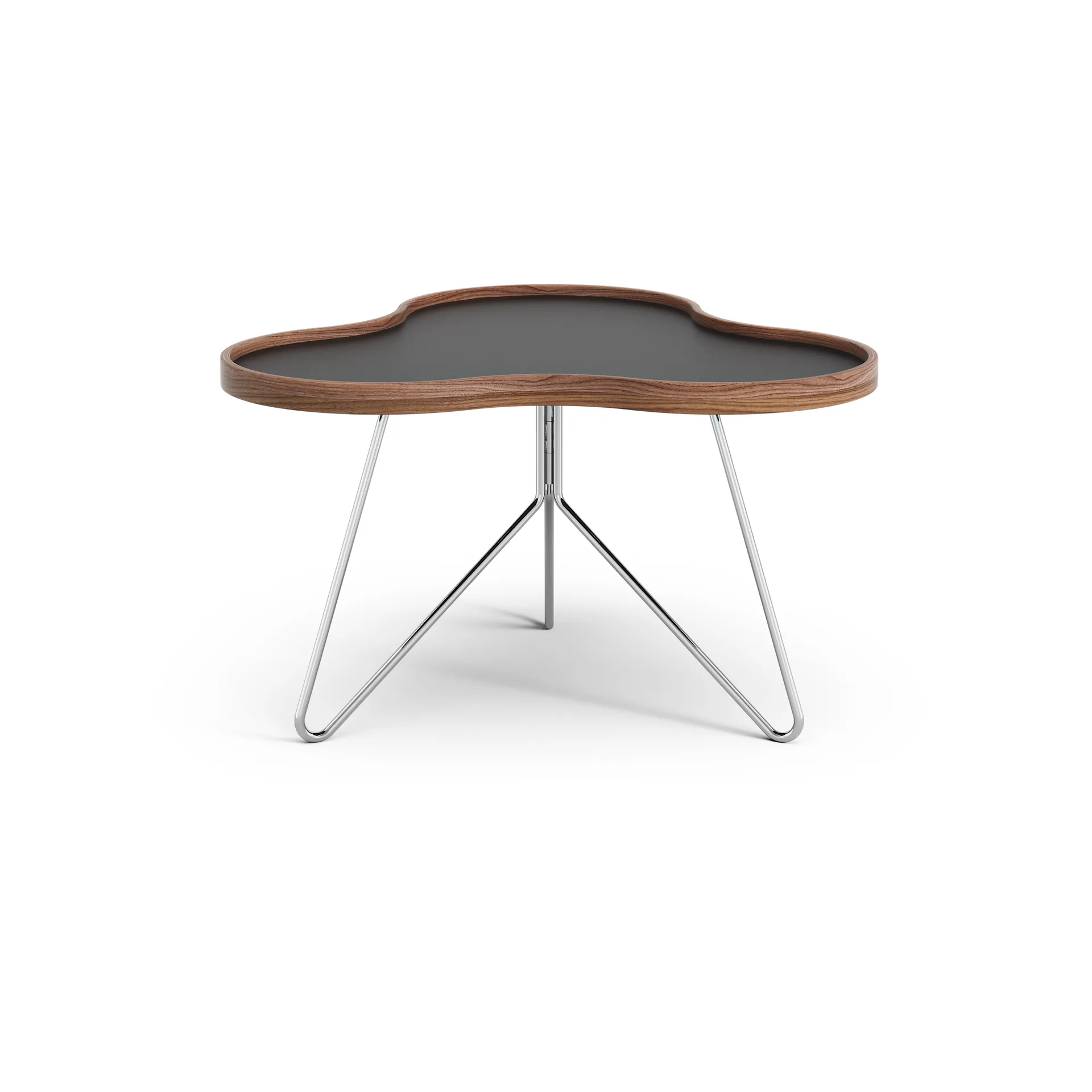 Flower bord 62x66 cm, sort, 39 cm, valnøddetrækant, kromstel Swedese