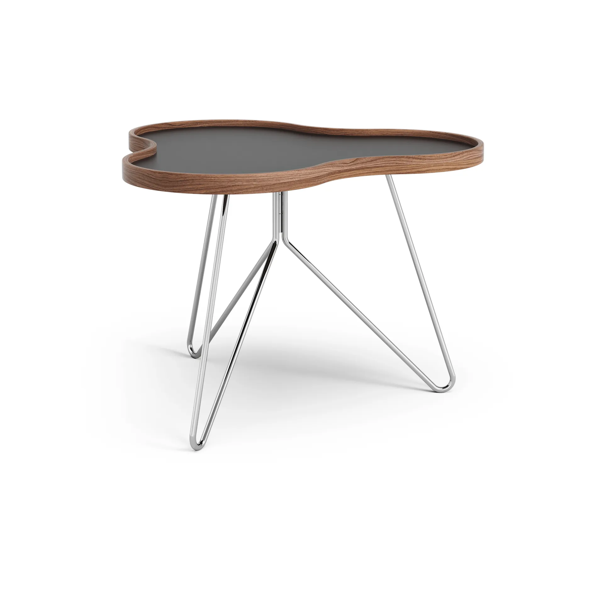 Flower bord 62x66 cm, sort, 45 cm, valnøddetrækant, kromstel Swedese