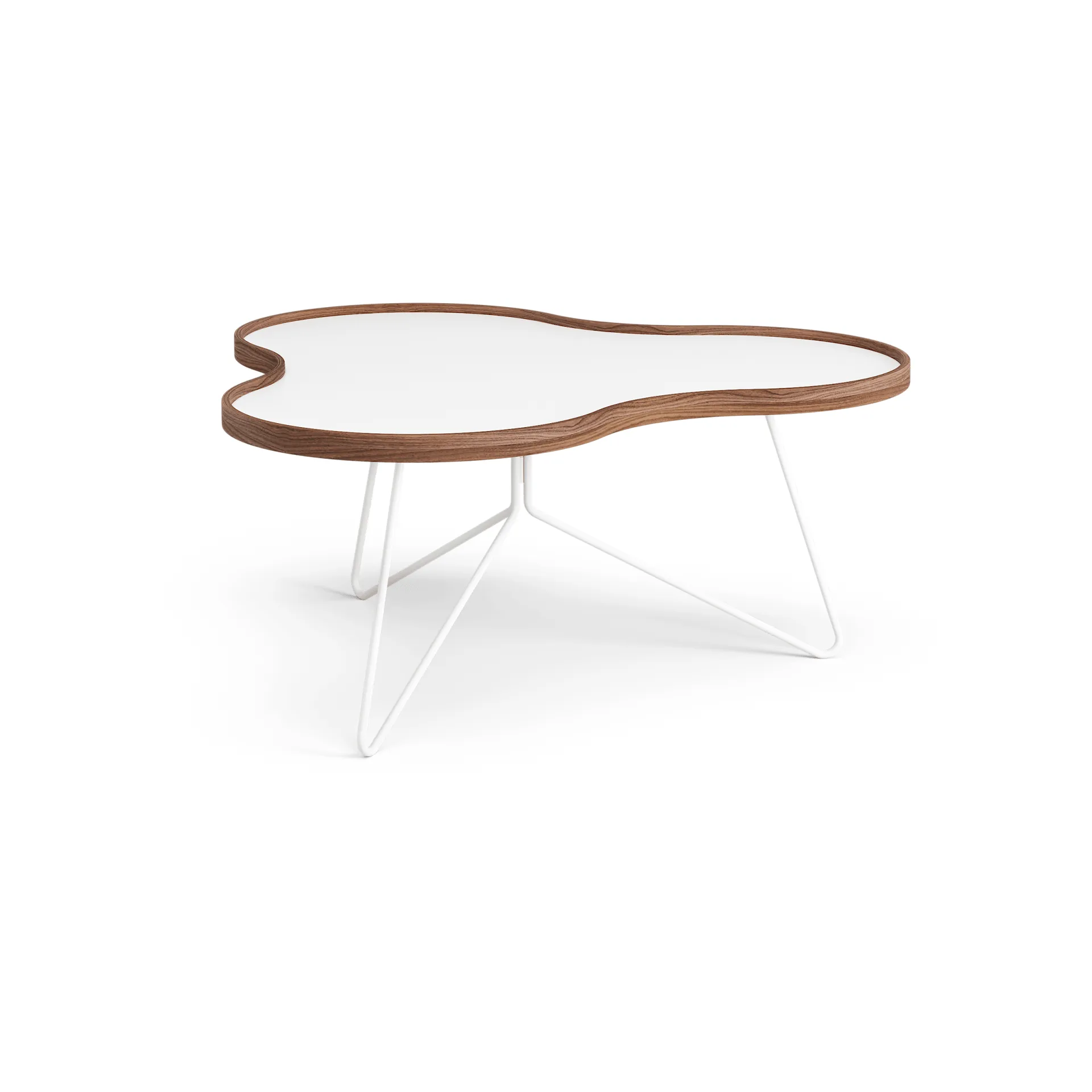 Flower bord 84x90 cm, hvid, 39 cm, valnøddetrækant, hvidt stel Swedese