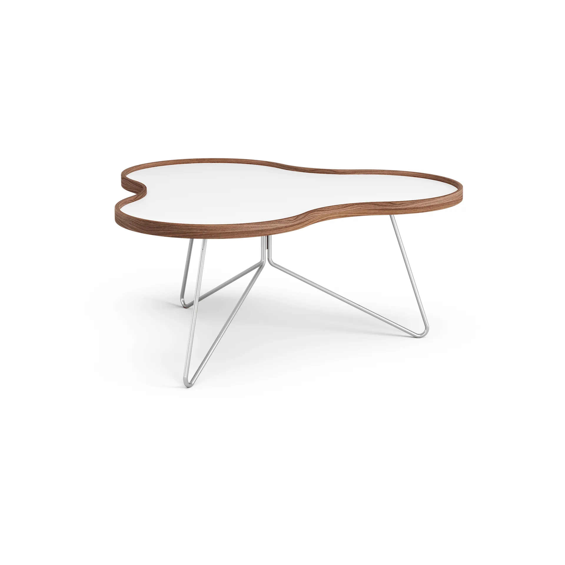 Flower bord 84x90 cm, hvid, 39 cm, valnøddetrækant, kromstel Swedese