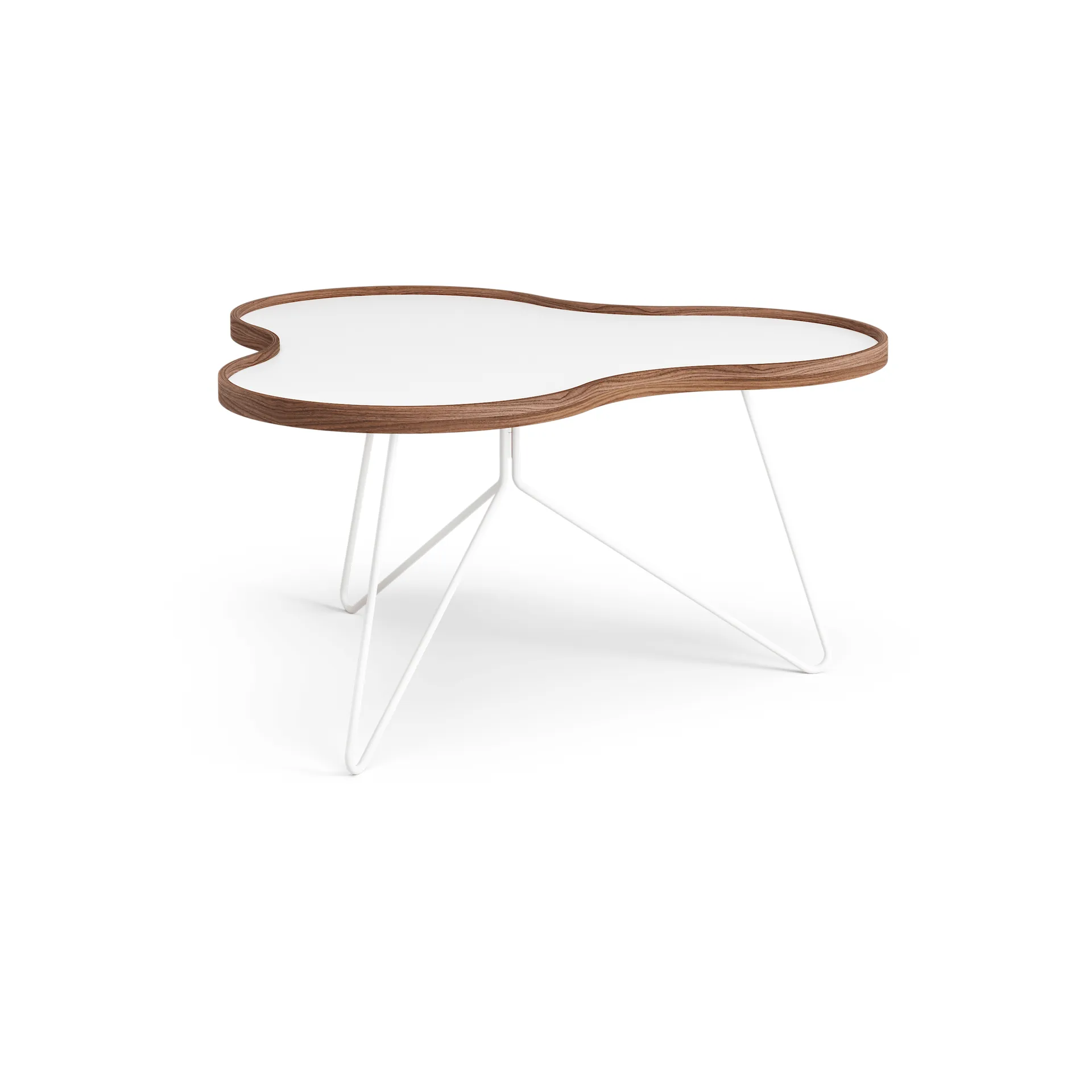 Flower bord 84x90 cm, hvid, 45 cm, valnøddetrækant, hvidt stel Swedese