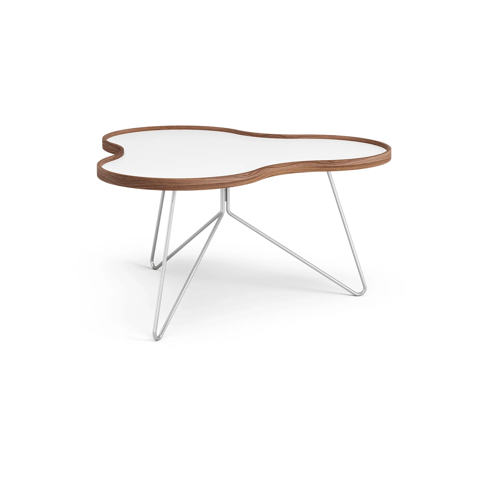 Flower bord 84x90 cm, hvid, 45 cm, valnøddetrækant, kromstel Swedese