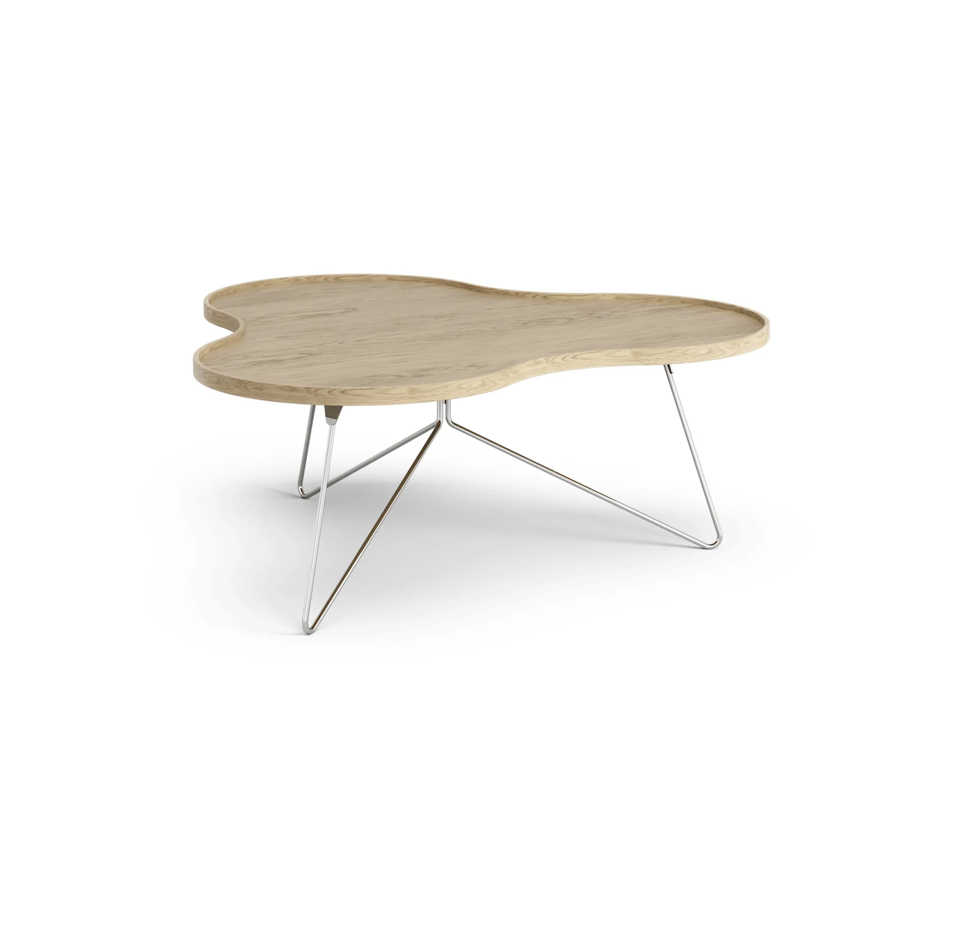 Flower mono bord 107x114 cm, eg natur, 45 cm, understel i krom Swedese