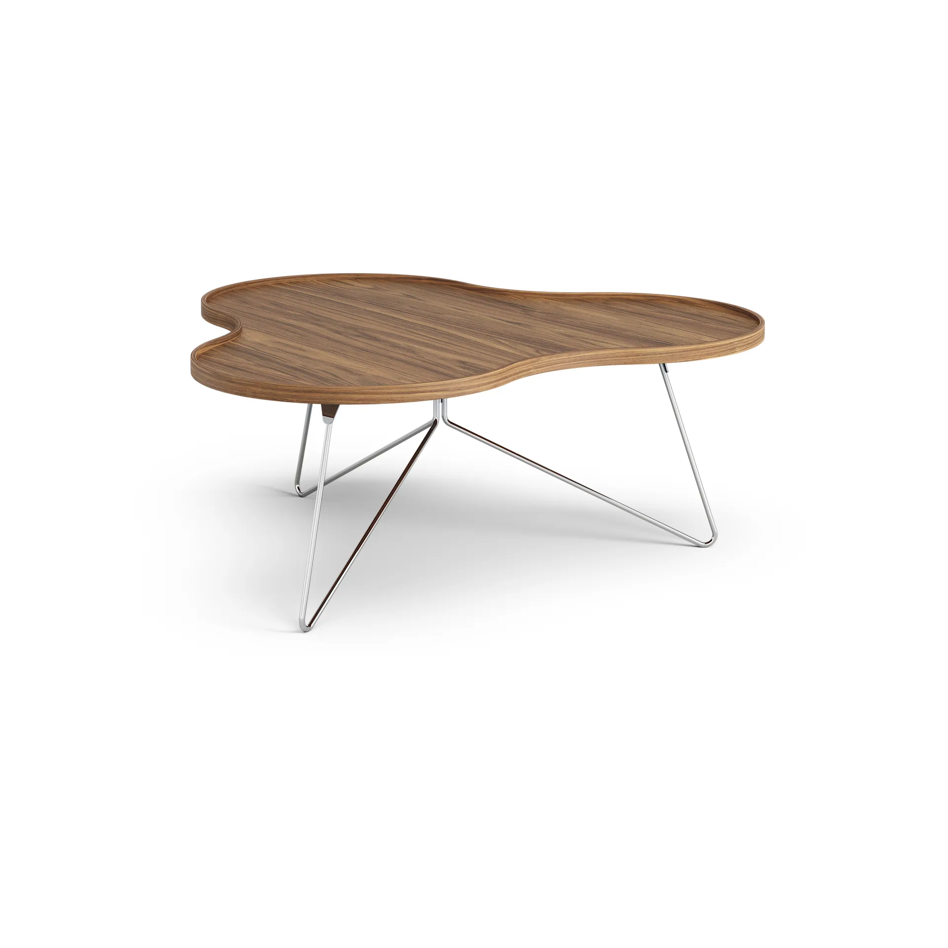 Flower mono bord Special Edition 107x114 cm, H45 cm-lakeret valnød-kromet stål Swedese