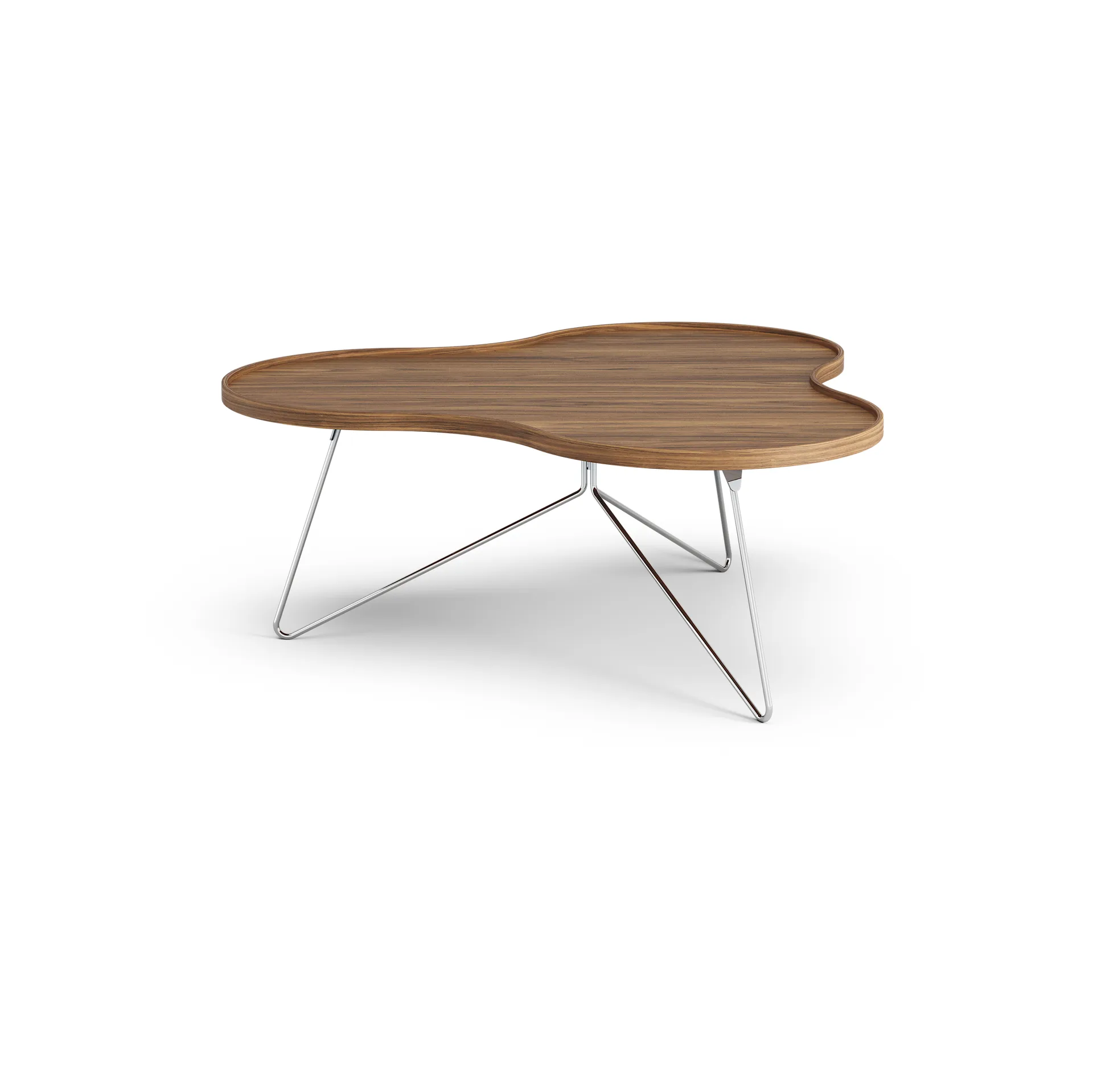 Flower mono bord Special Edition 107x114 cm, H45 cm-lakeret valnød-kromet stål Swedese