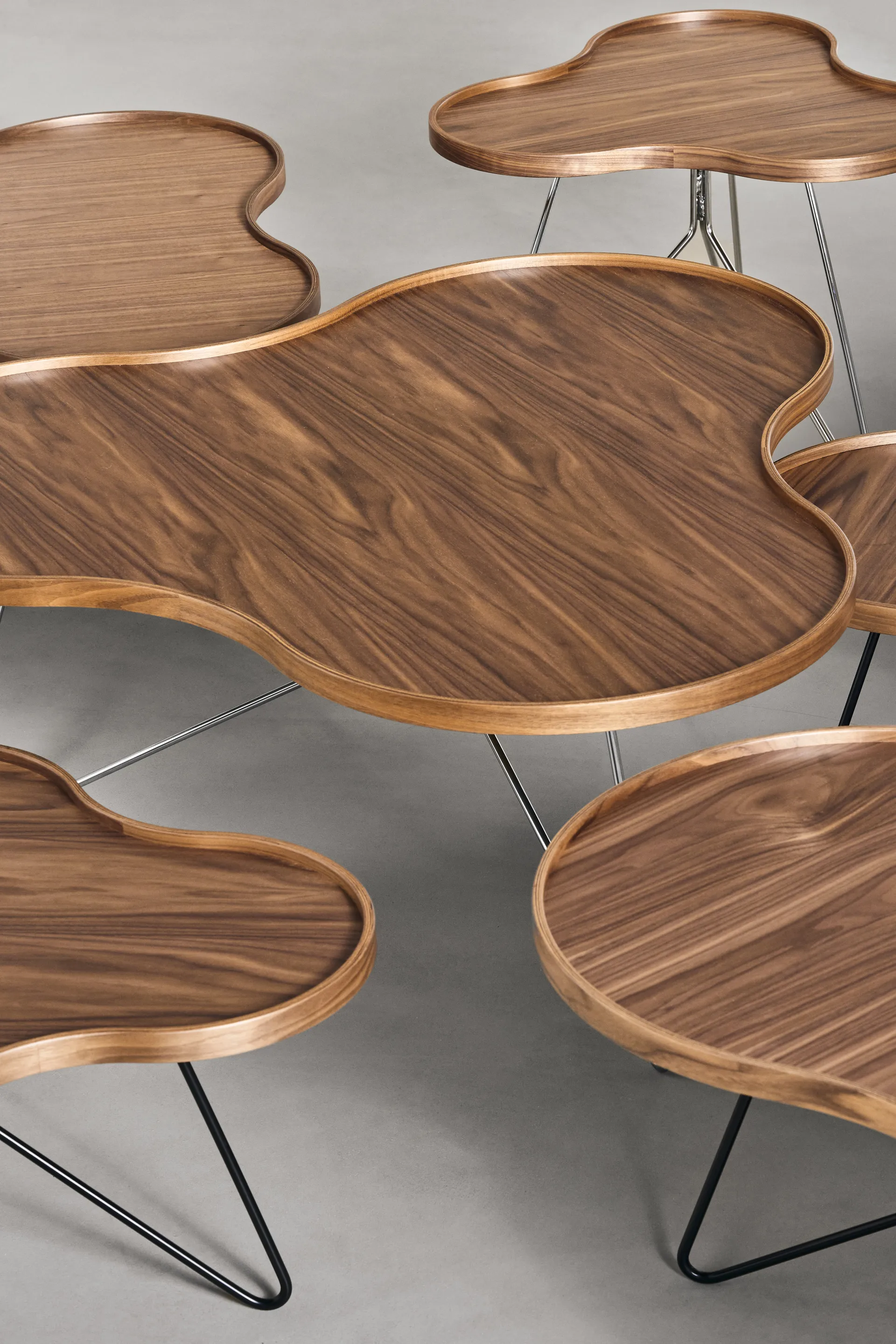 Flower mono bord Special Edition 107x114 cm, H45 cm-lakeret valnød-sortrlakeret stål Swedese