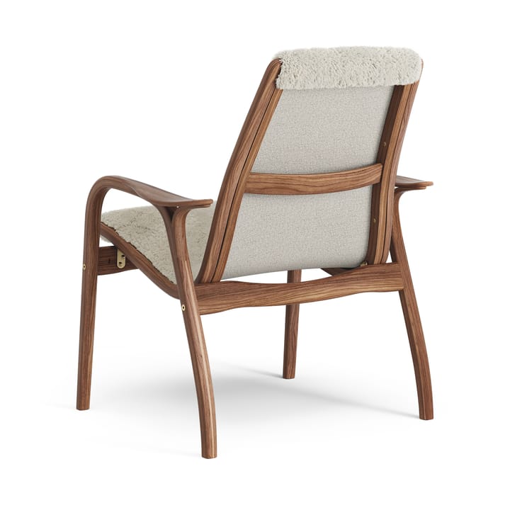 Laminett lænestol olieret valnød/fåreskind, Moonlight (beige) Swedese