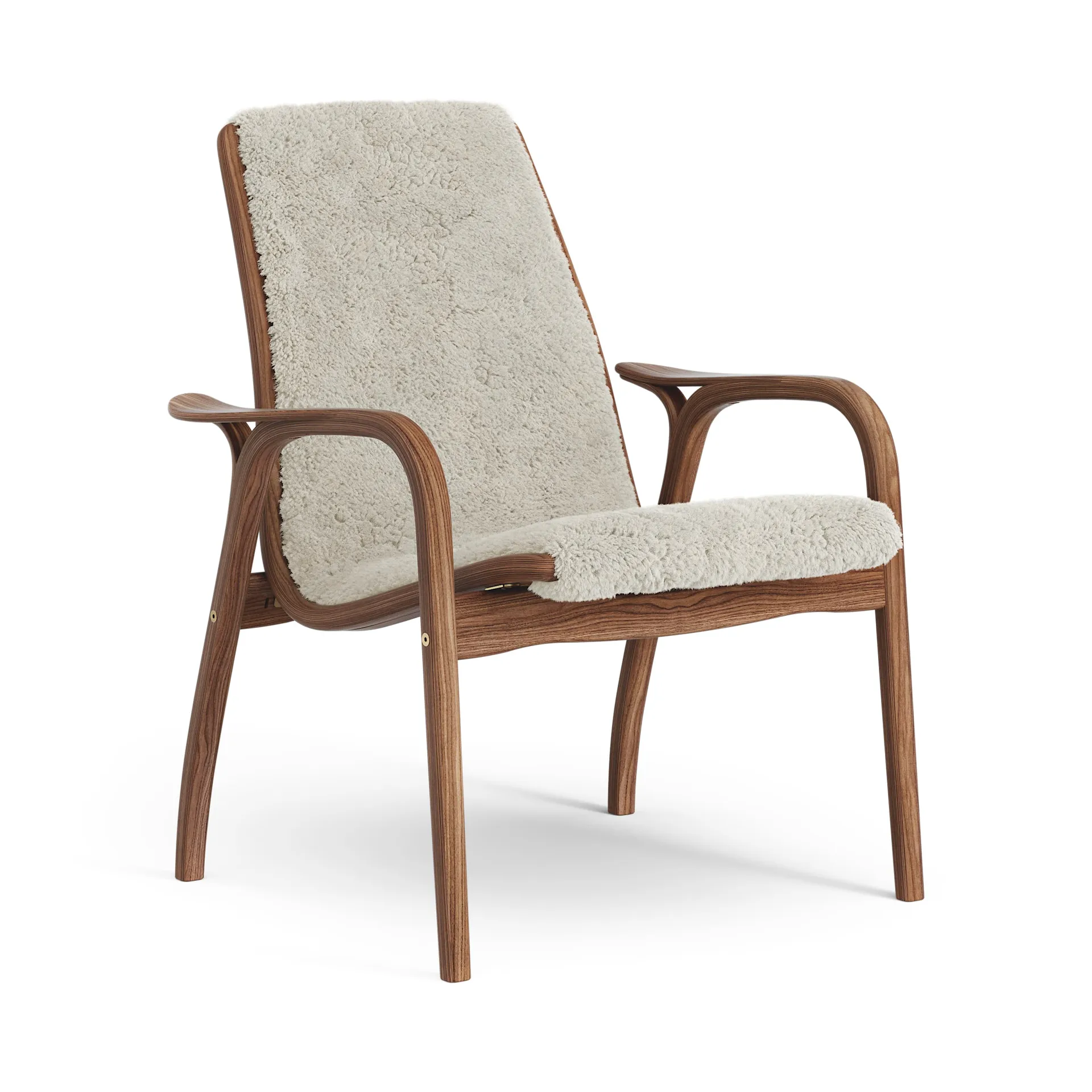 Laminett lænestol olieret valnød/fåreskind, Moonlight (beige) Swedese