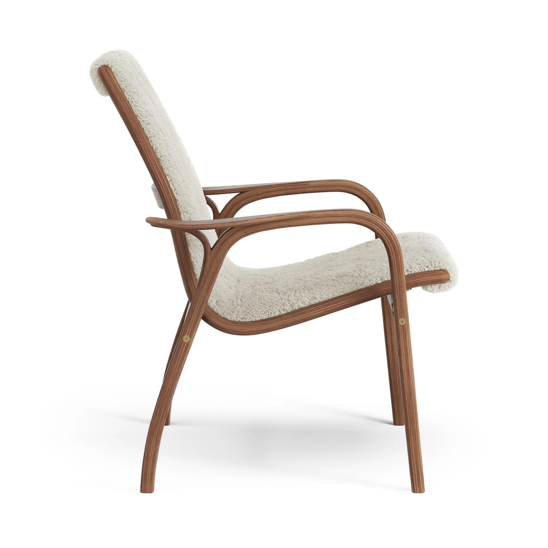 Laminett lænestol olieret valnød/fåreskind, Moonlight (beige) Swedese