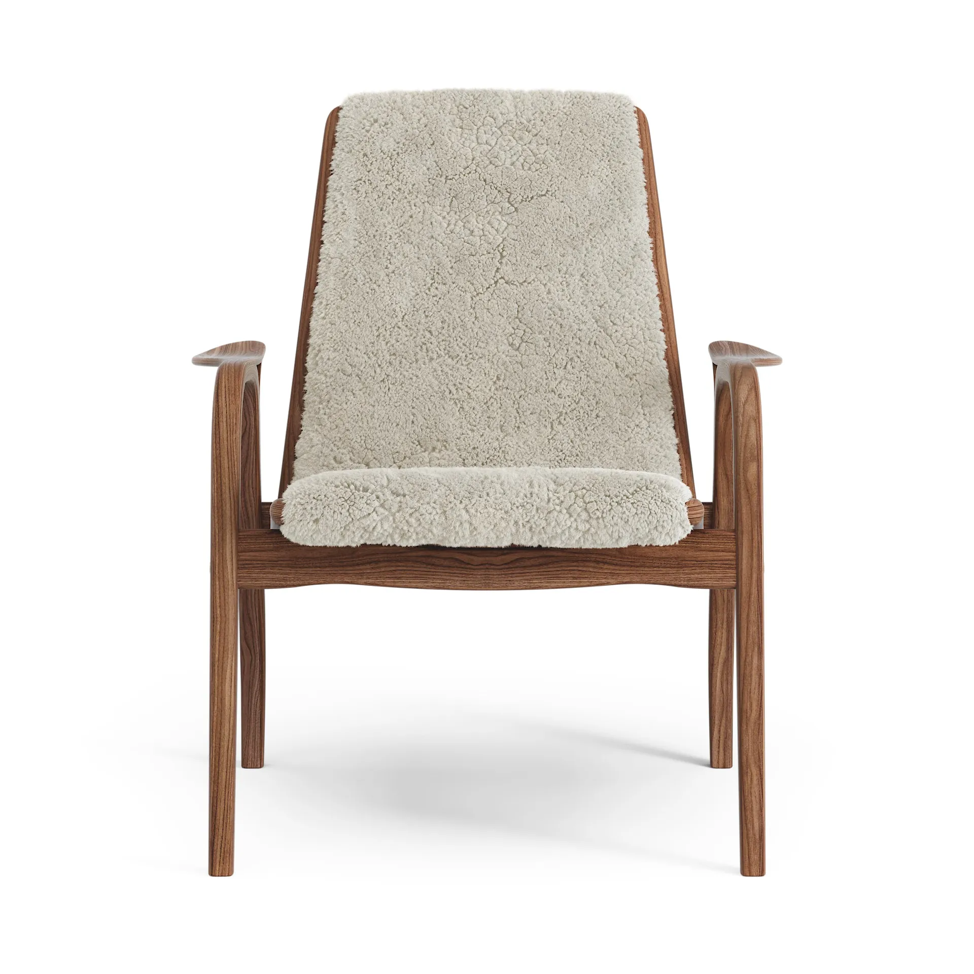 Laminett lænestol olieret valnød/fåreskind, Moonlight (beige) Swedese