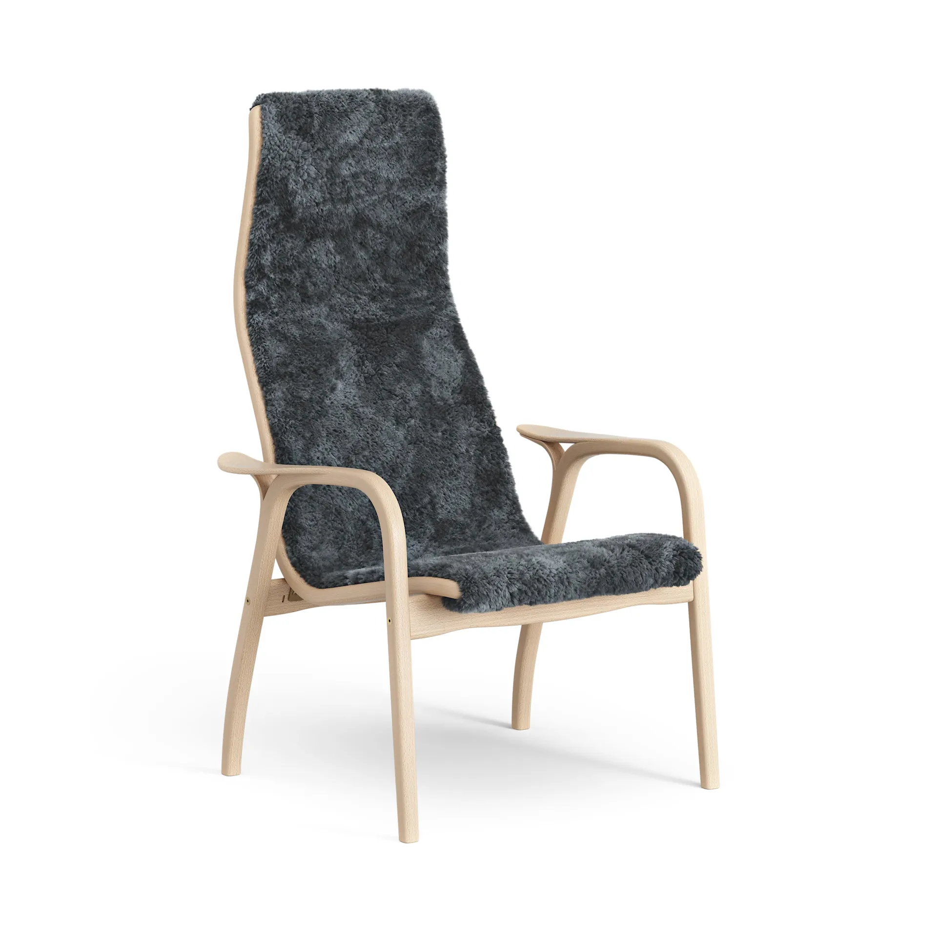 Swedese Lamino lænestol lakeret bøg/fåreskind Charcoal (mørkegrå)