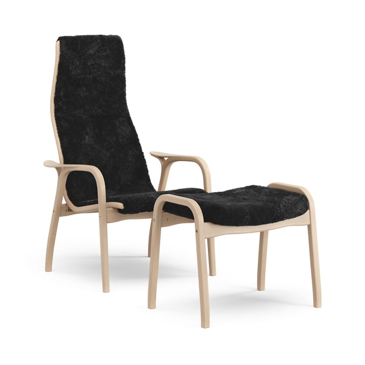 Lamino lænestol med fodskammel lakeret bøg/fåreskind - Black (sort) - Swedese