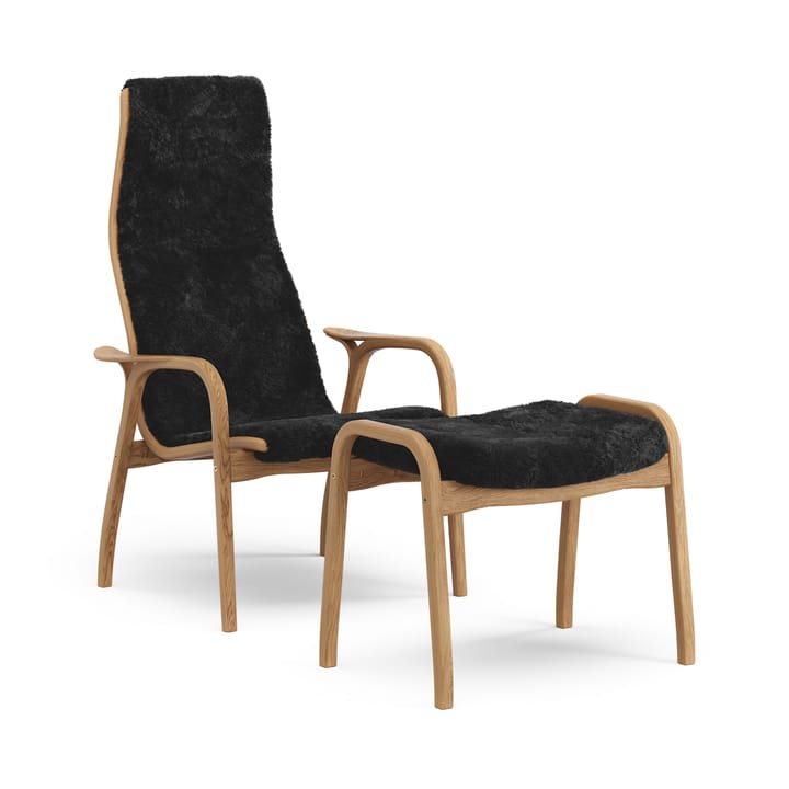 Lamino lænestol med fodskammel olieret eg/fåreskind - Black (sort) - Swedese