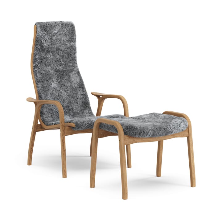 Lamino lænestol med fodskammel olieret eg/fåreskind - Scandinavian Grey (grå) - Swedese