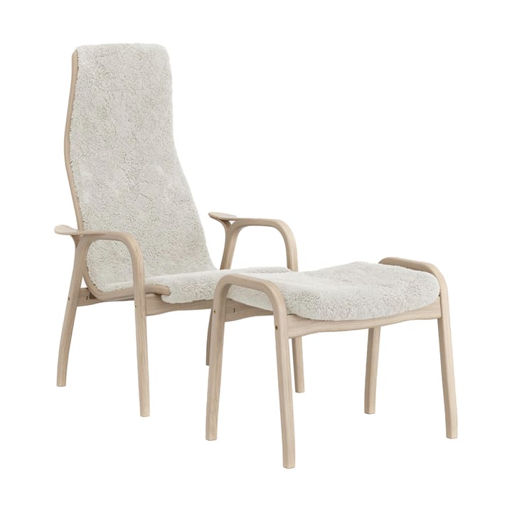 Lamino lænestol og fodskammel hvidpigmenteret eg/fåreskind - Off white (hvid) - Swedese