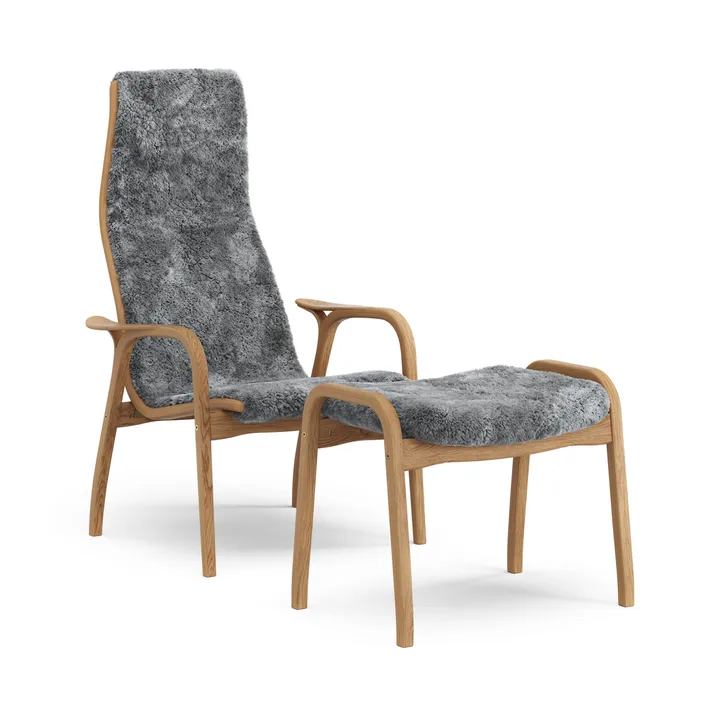 Lamino lænestol og fodskammel olieret eg/fåreskind - Scandinavian Grey (grå) - Swedese