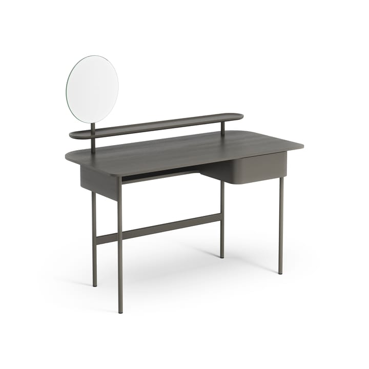 Luna skrivebord med skuffe, hylde og spejl - Eg orkan grå - Swedese