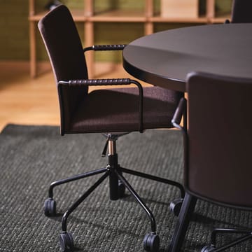 Stella kontorstol kan hæves/sænkes med tilt - læder Elmosoft 99999 sort, kromstel, affjedring i ryggen - Swedese