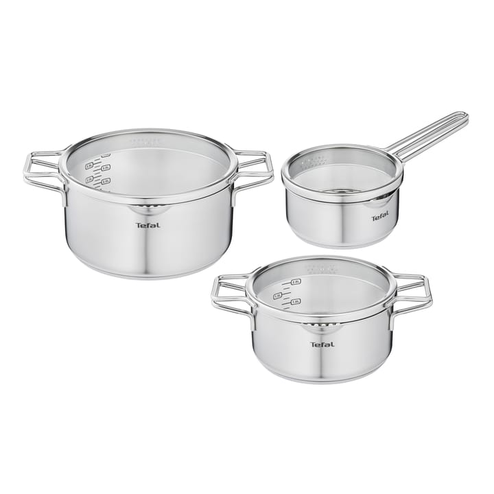 Nordica kasserollesæt 6 dele - Rustfrit stål - Tefal